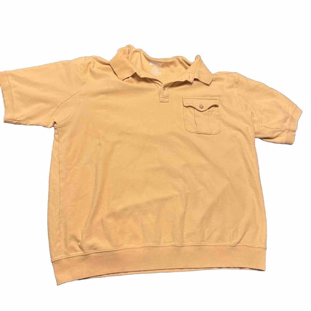 Duluth Trading Co Company Mens XL Yellow Polo‎ Work Shirt Front Pocket